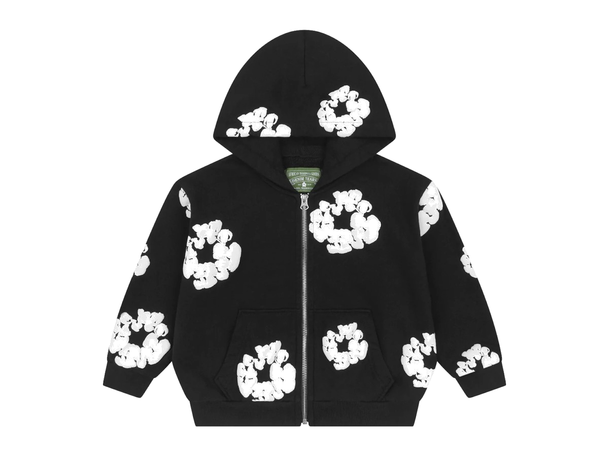 Denim Tears Kids Cotton Wreath Zip Hoodie Black