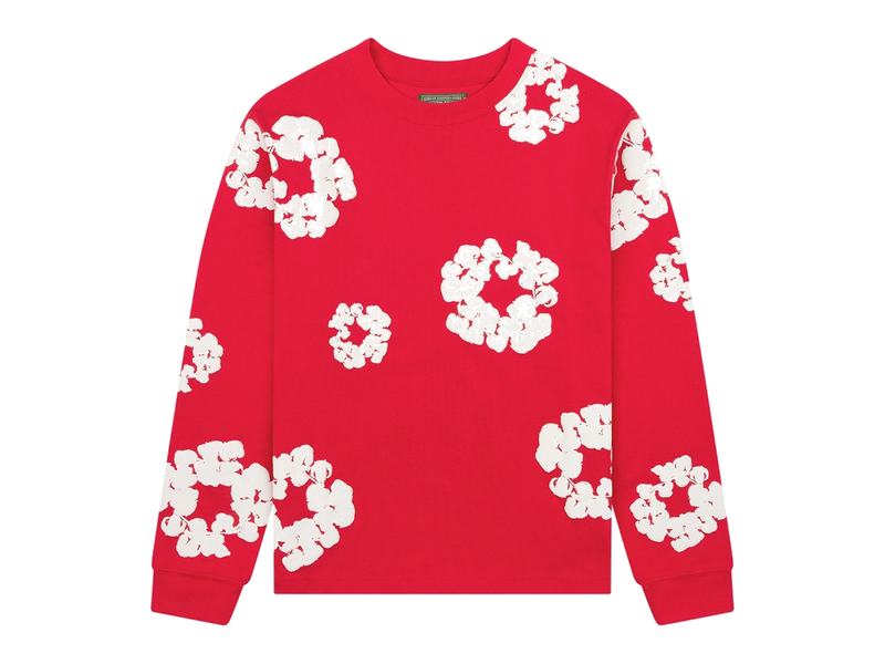 Denim Tears Long Sleeve Cotton Wreath T-shirt Red
