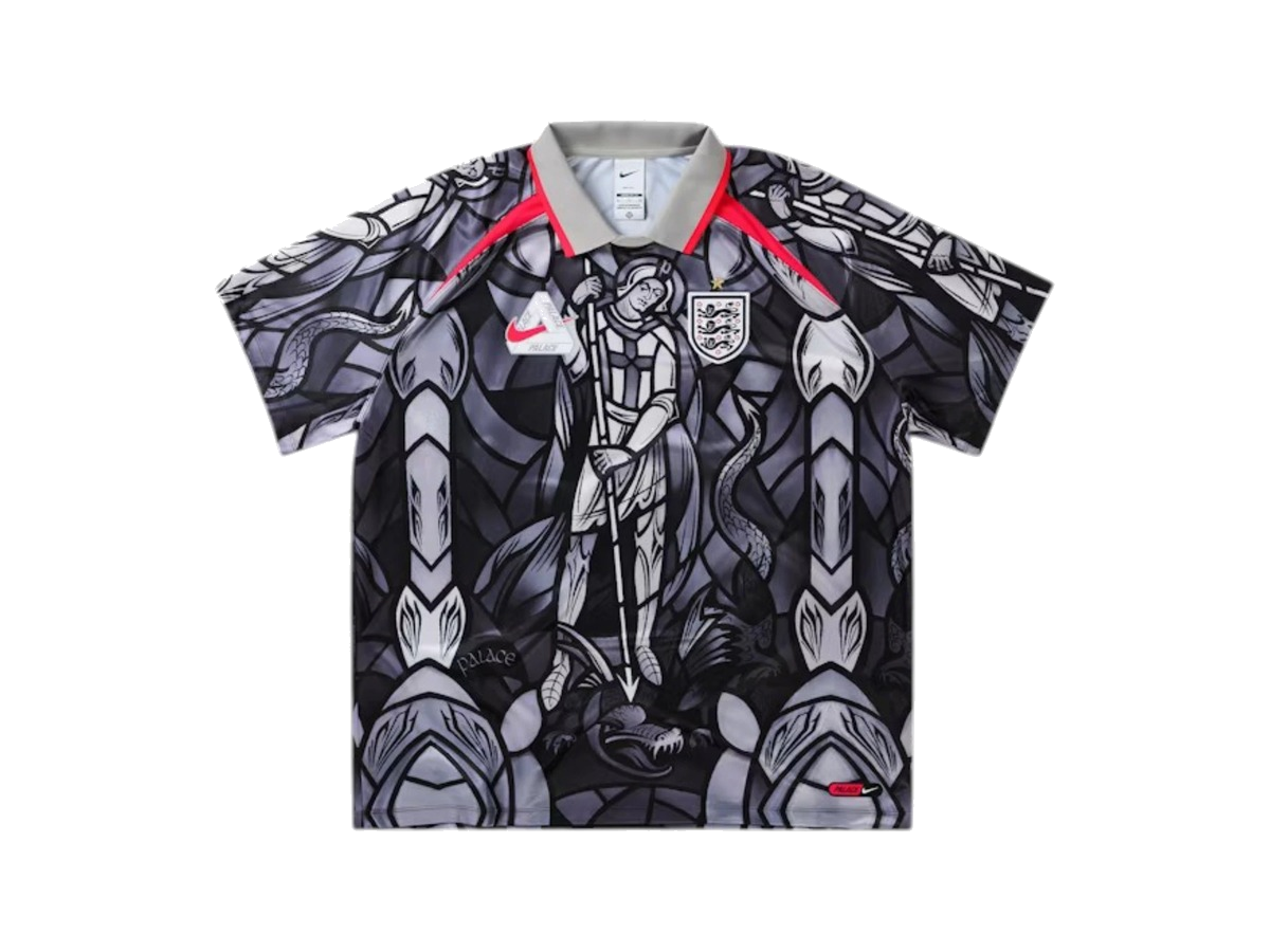 Palace x Nike England Dri-FIT Football Jersey Pewter Grey/Bright Crimson