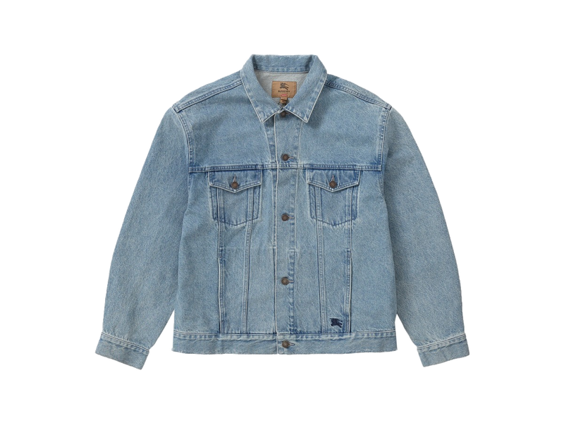 Supreme Burberry Denim Trucker Jacket Washed Blue