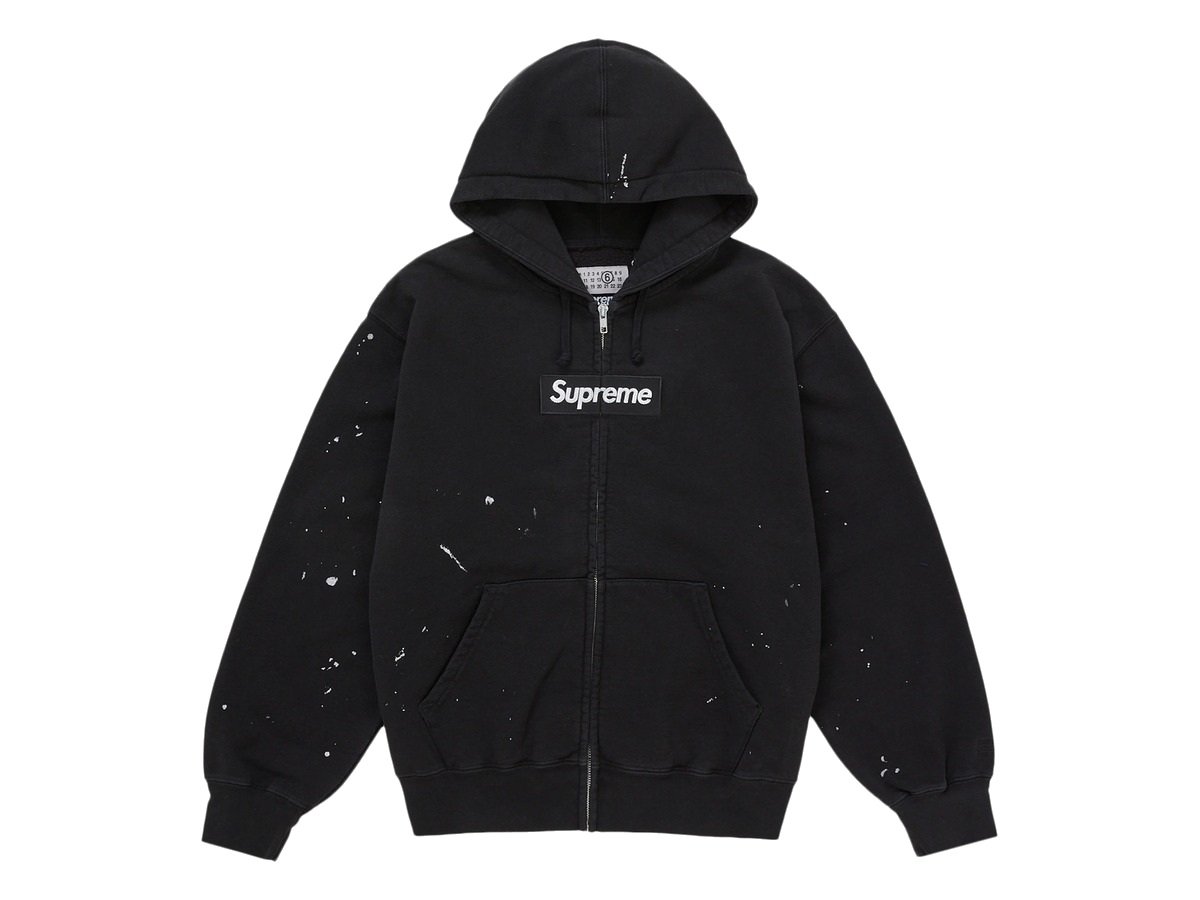 Supreme MM6 Maison Margiela Box Logo Zip Up Hooded Sweatshirt Black