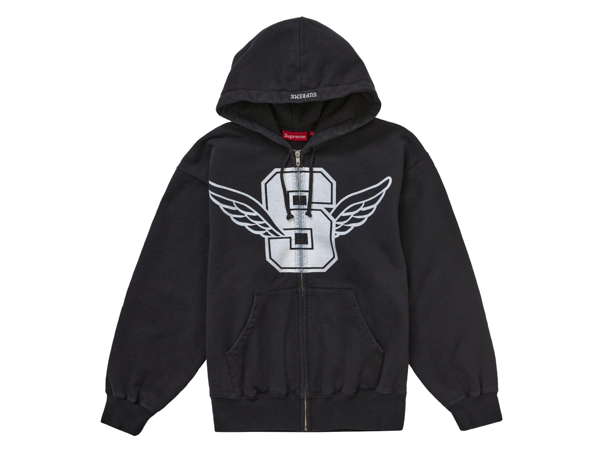 Supreme Wings Zip Up Hooded Sweatshirt Black