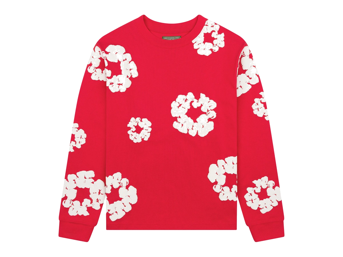 Denim Tears Long Sleeve Cotton Wreath T-shirt Red
