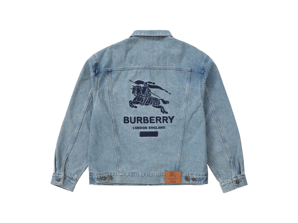 Supreme Burberry Denim Trucker Jacket Washed Blue