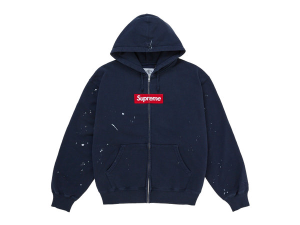 Supreme MM6 Maison Margiela Box Logo Zip Up Hooded Sweatshirt Navy