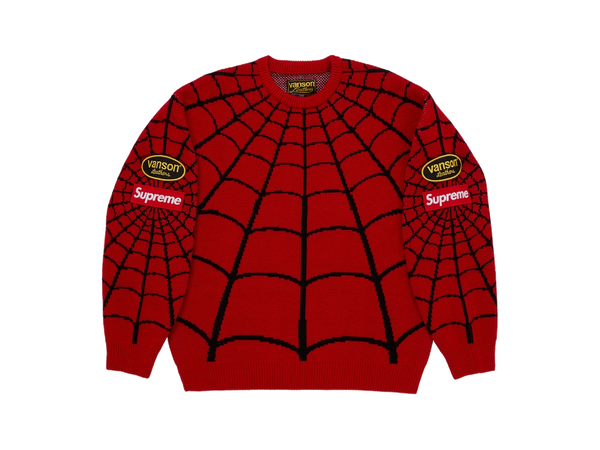 Supreme Vanson Leathers Spider-Man Sweater Red